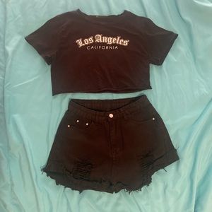 Bundle outfit black shorts and cropped top